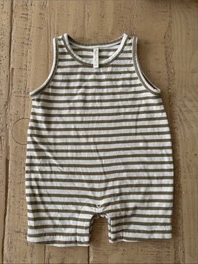 Rylee + Cru Sleeveless One-Piece Romper, Green Stripe, 0-3M